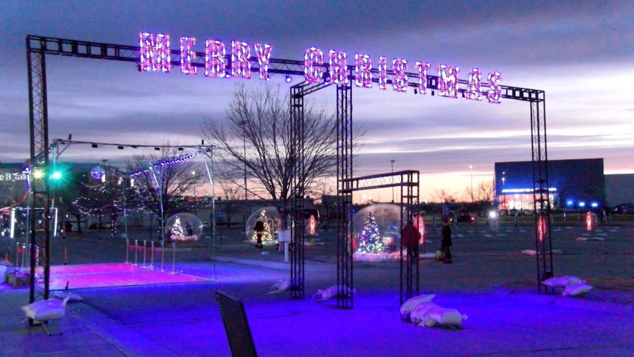 Christmas lights go up at Haymarket Park