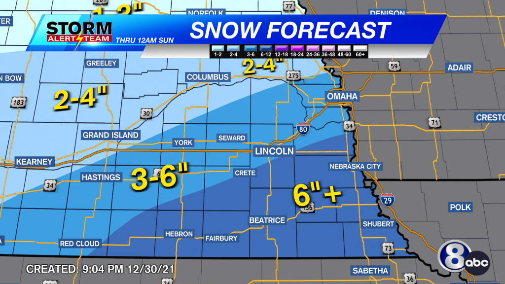 Snow Accumulation Forecast Through 12AM Sunday