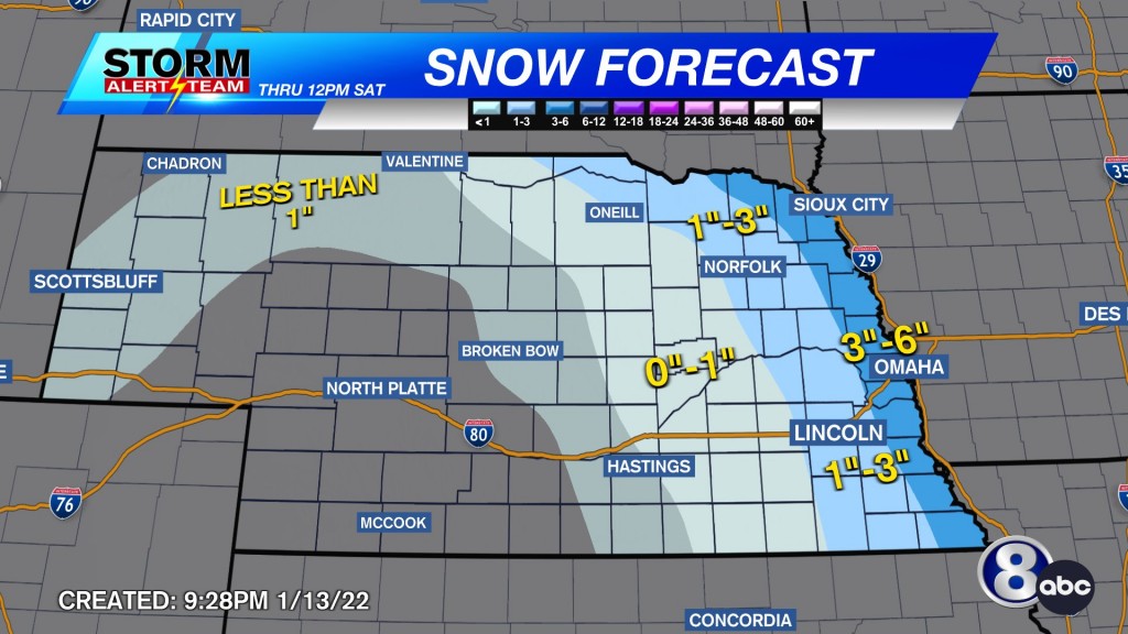 Snow Accumulation Forecast Through 12pm Saturday
