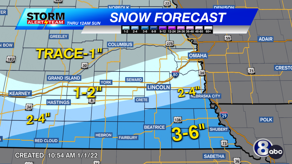 Snow Accumulation Forecast Through 12AM Sunday