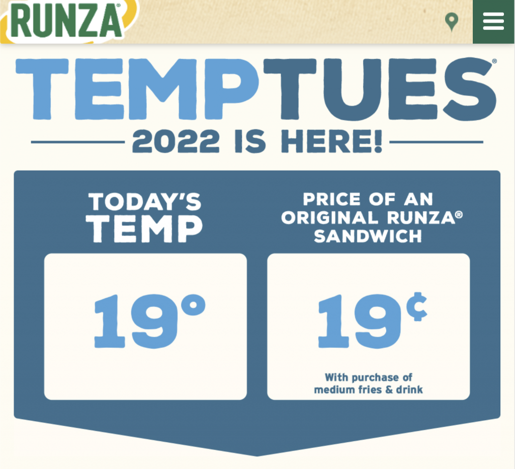 Runza Temp Tuesday