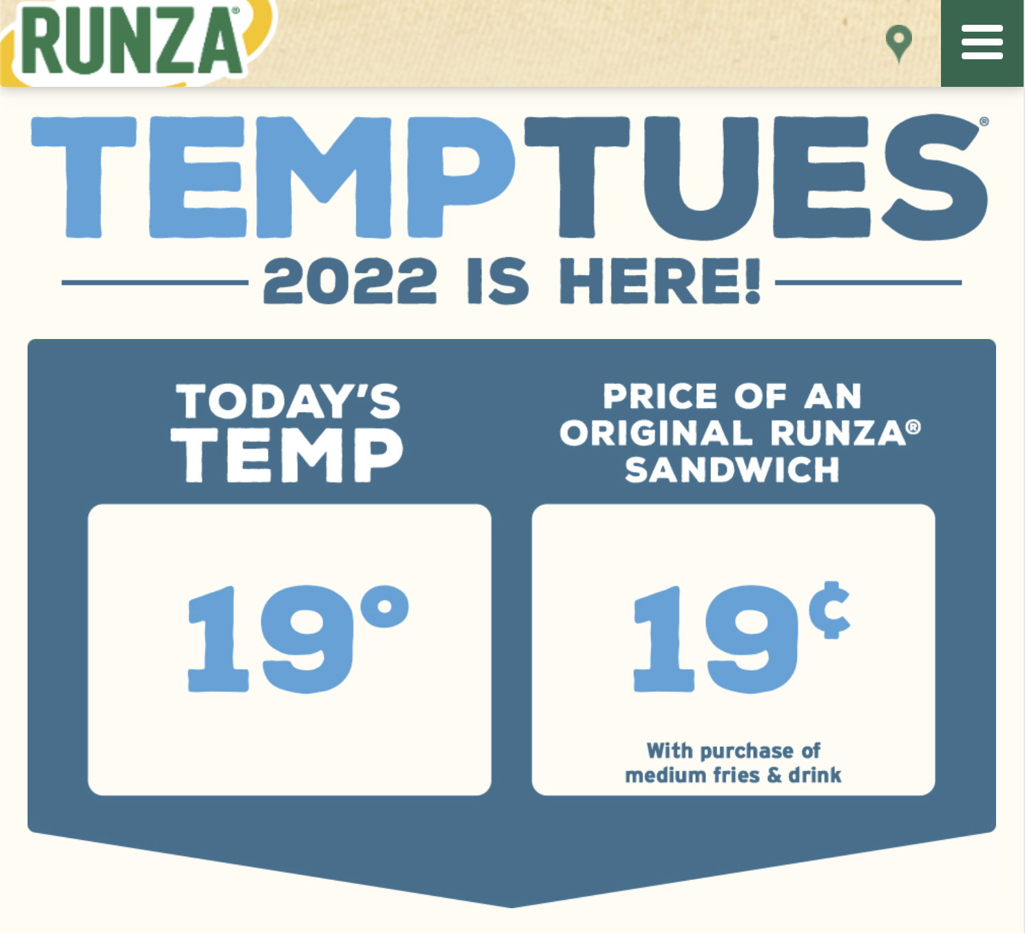 Runza begins "Temp Tuesday" for the 12th year