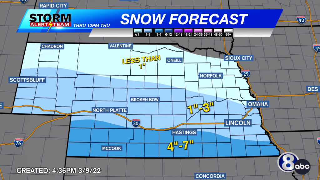 Snow falls overnight and Thursday morning in southeast Nebraska