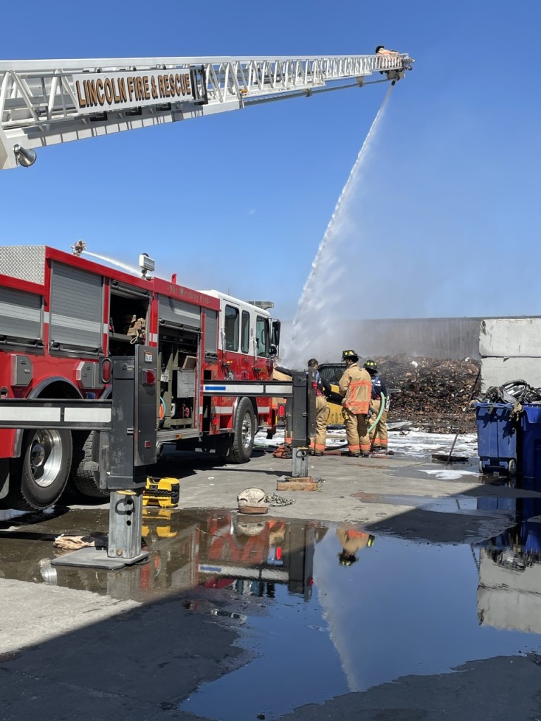 Burning debris pile blamed for 2-alarm fire in Lincoln