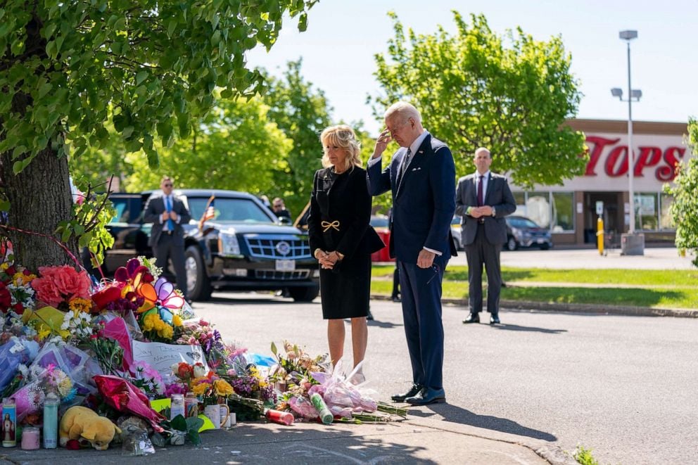 Biden Pays Respects At Memorial For Buffalo Shooting Victims