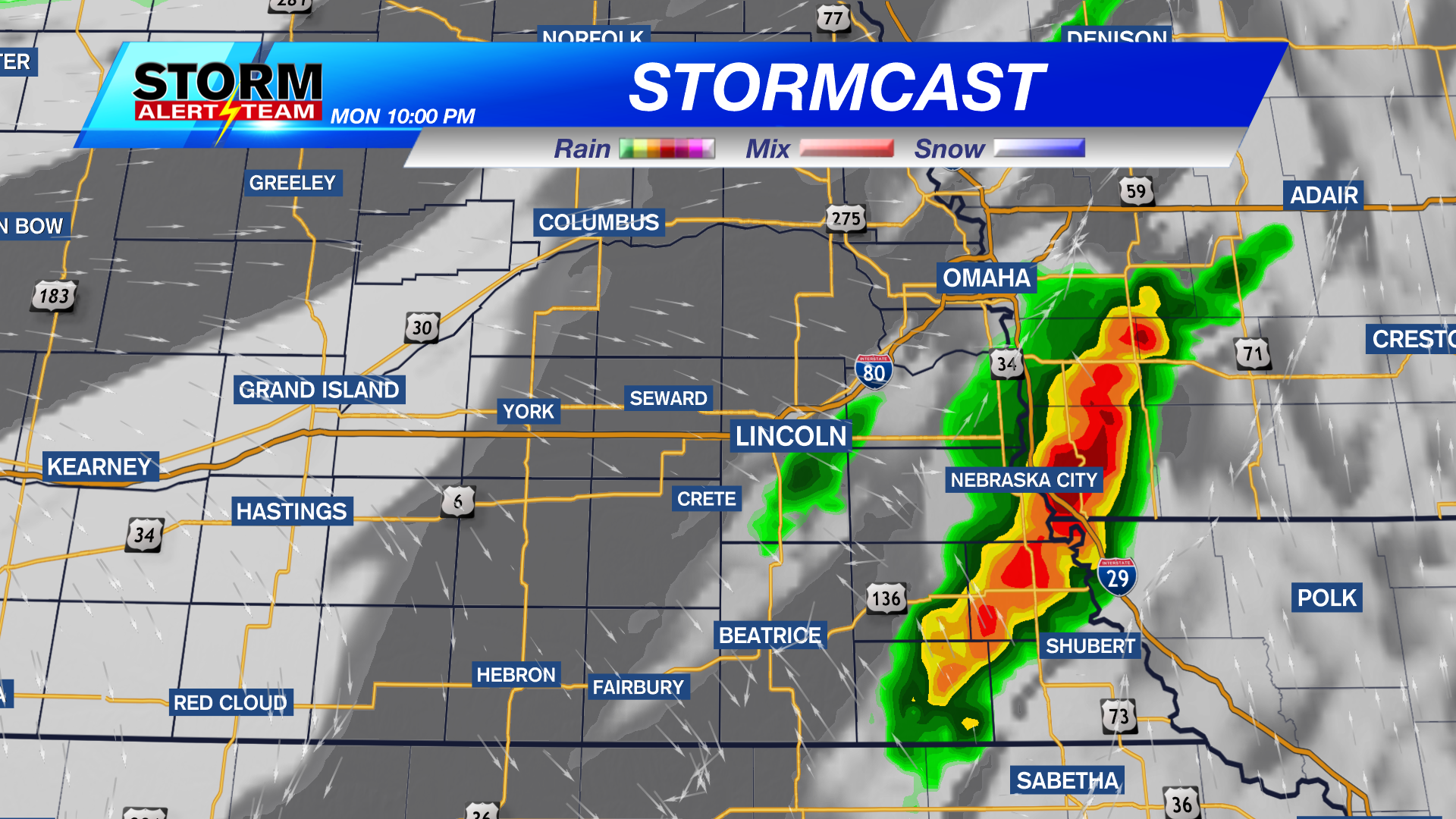 A chance for storms, but mainly in far southeast Nebraska