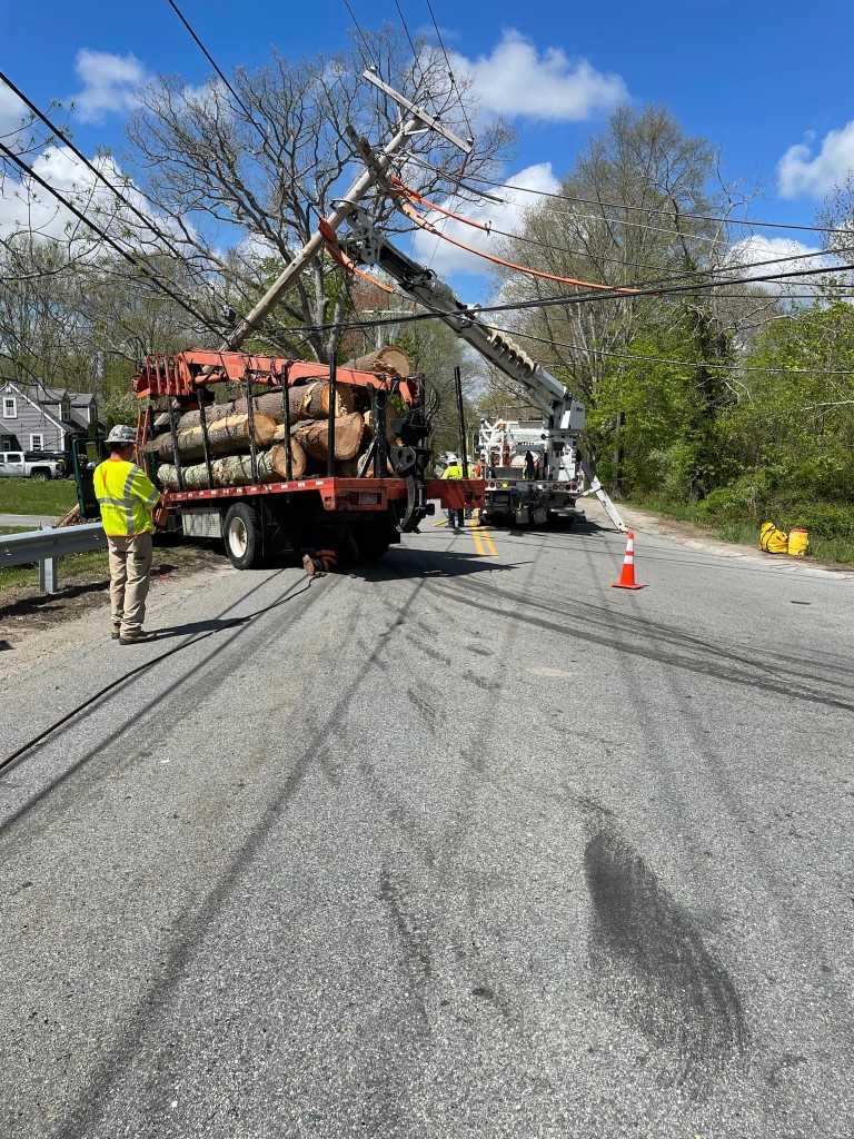 Truck Takes Down Wires, Causes Traffic Backup In Dighton