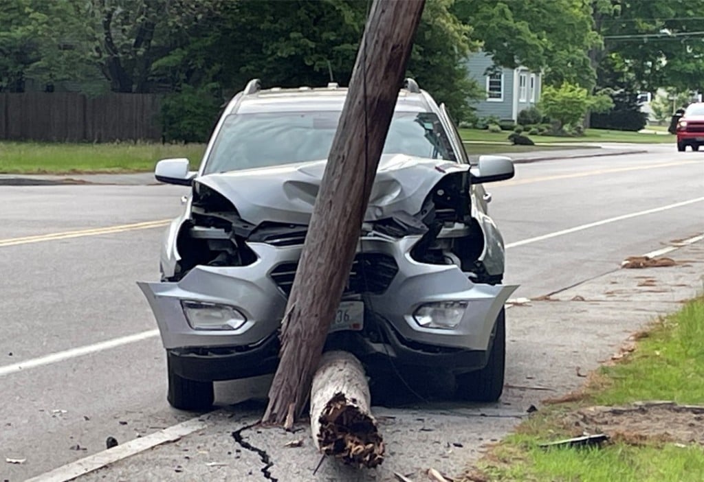Part Of Road Closed Down After Car Slams Into Pole In Warwick