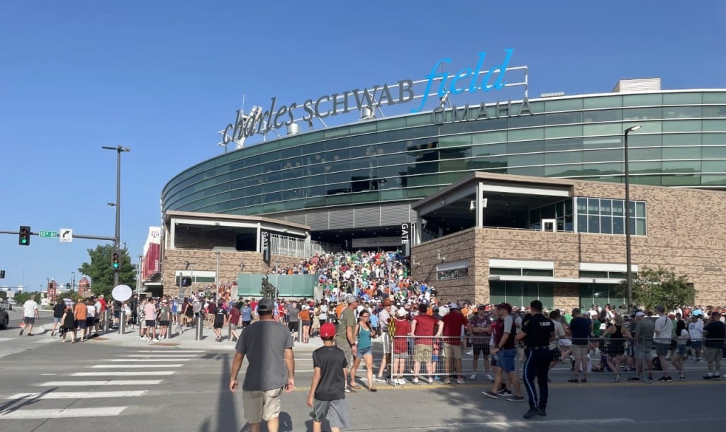 Long lines outside Charles Schwab Field