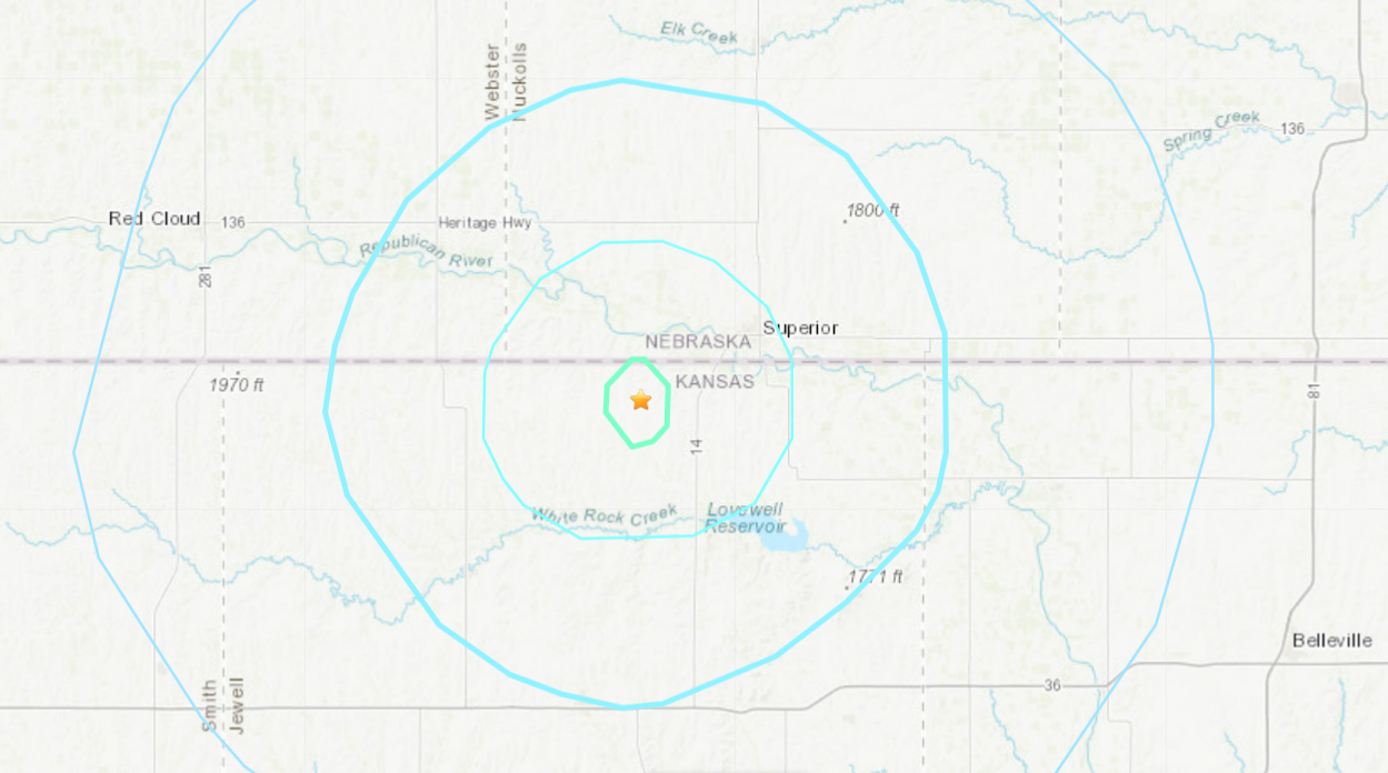 A 3.6-magnitude earthquake was detected near the Nebraska-Kansas border