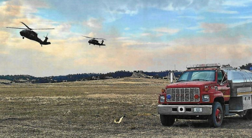 Helicopters Fire Truck Work To Contain Smokey Fire Courtesy Nebraska Emergency Management Agency