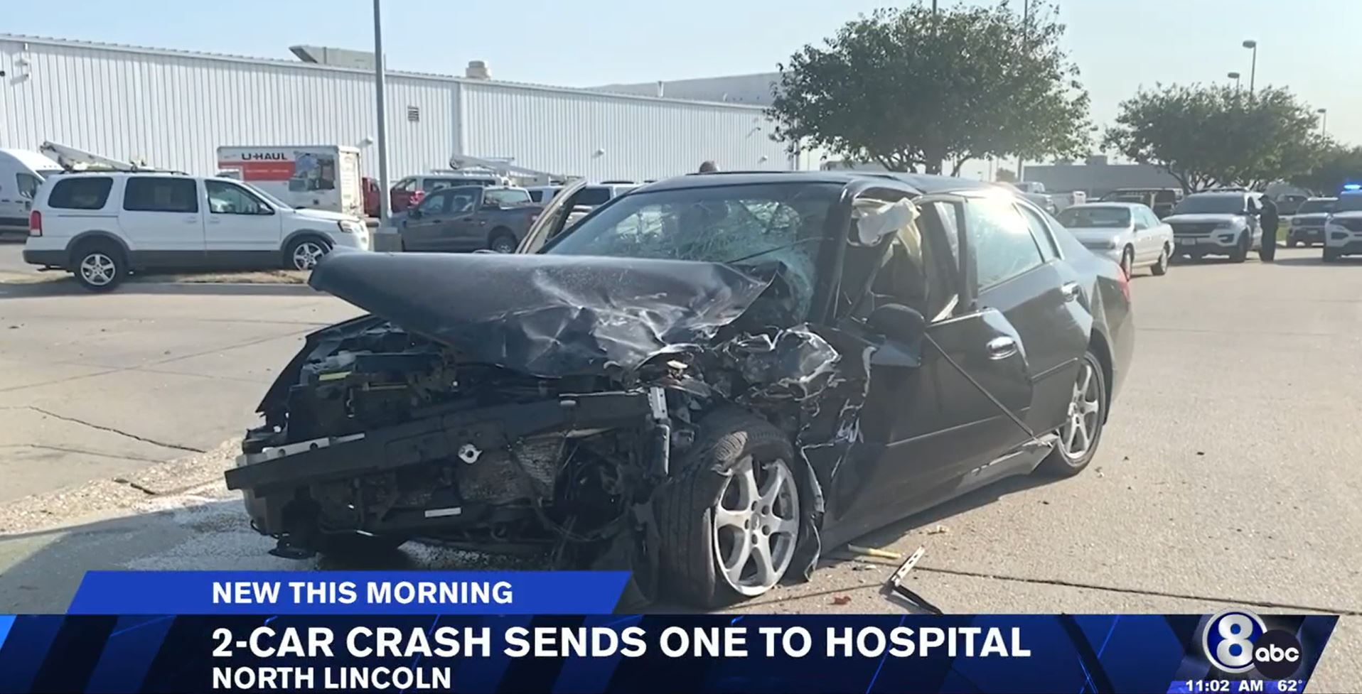 Crash with parked car in north Lincoln sends one to the hospital