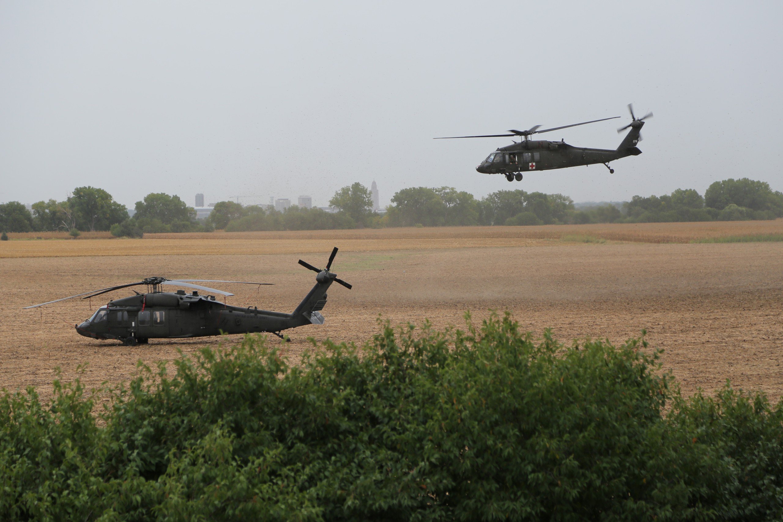 Military helicopter makes emergency landing near Lincoln Airport