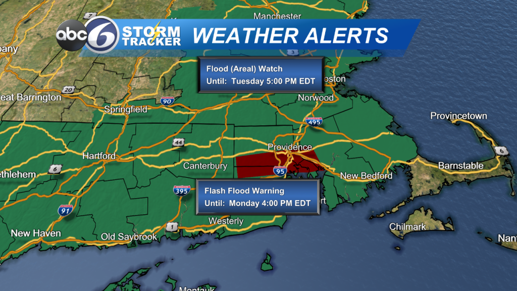Flash Flood Warning & Flood Watch Issued For Southern New England