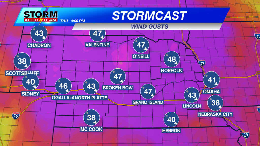 Stormcast Wind Gusts - Thursday Afternoon