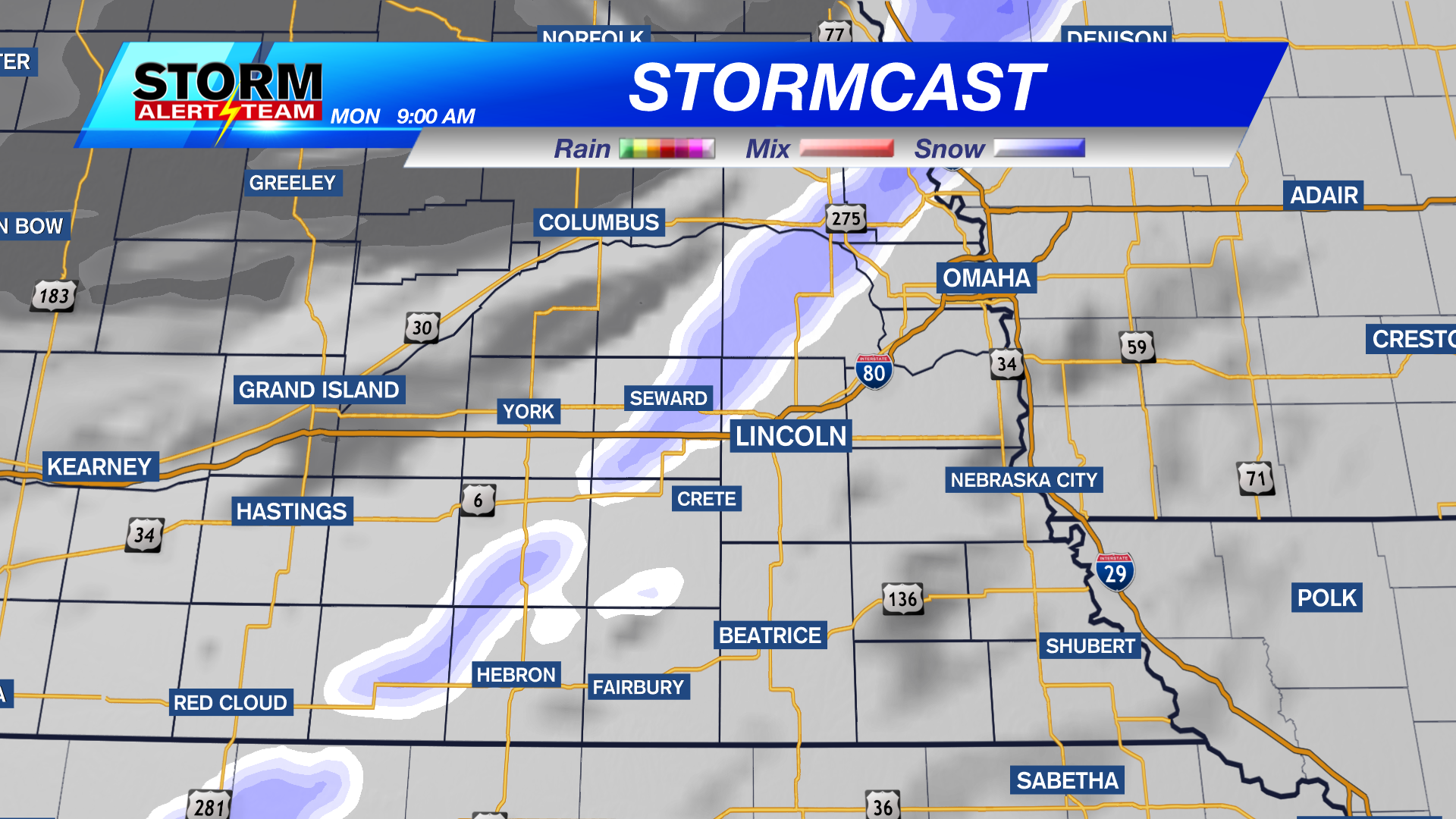 Cloudy & cool with snow showers on Monday