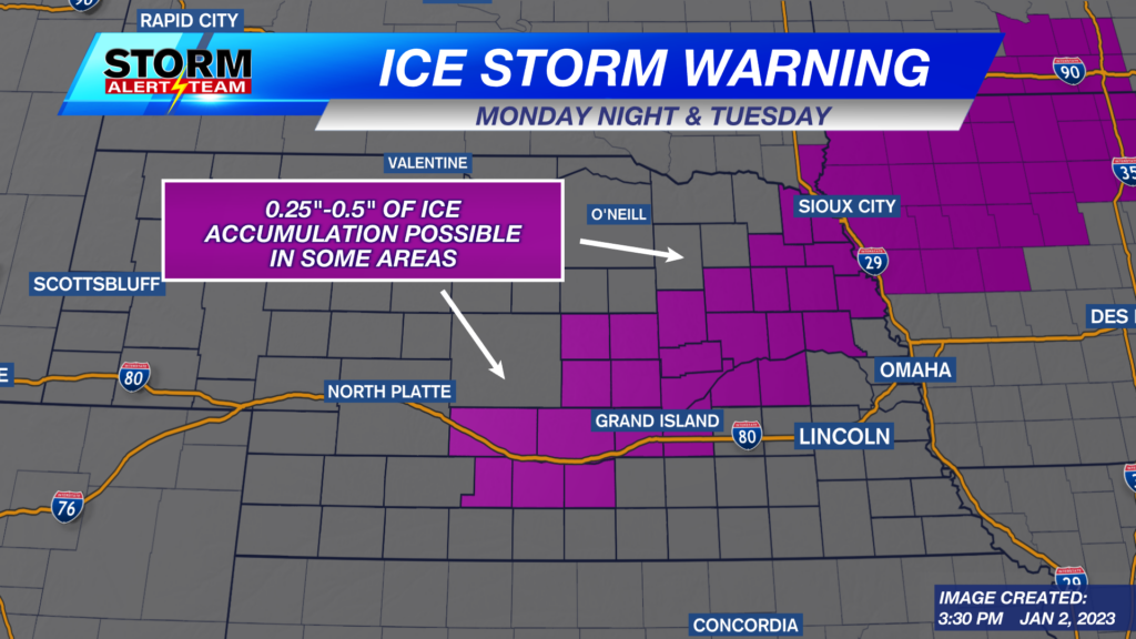 UPDATE: Ice Storm Warning Expanded Into Central Nebraska