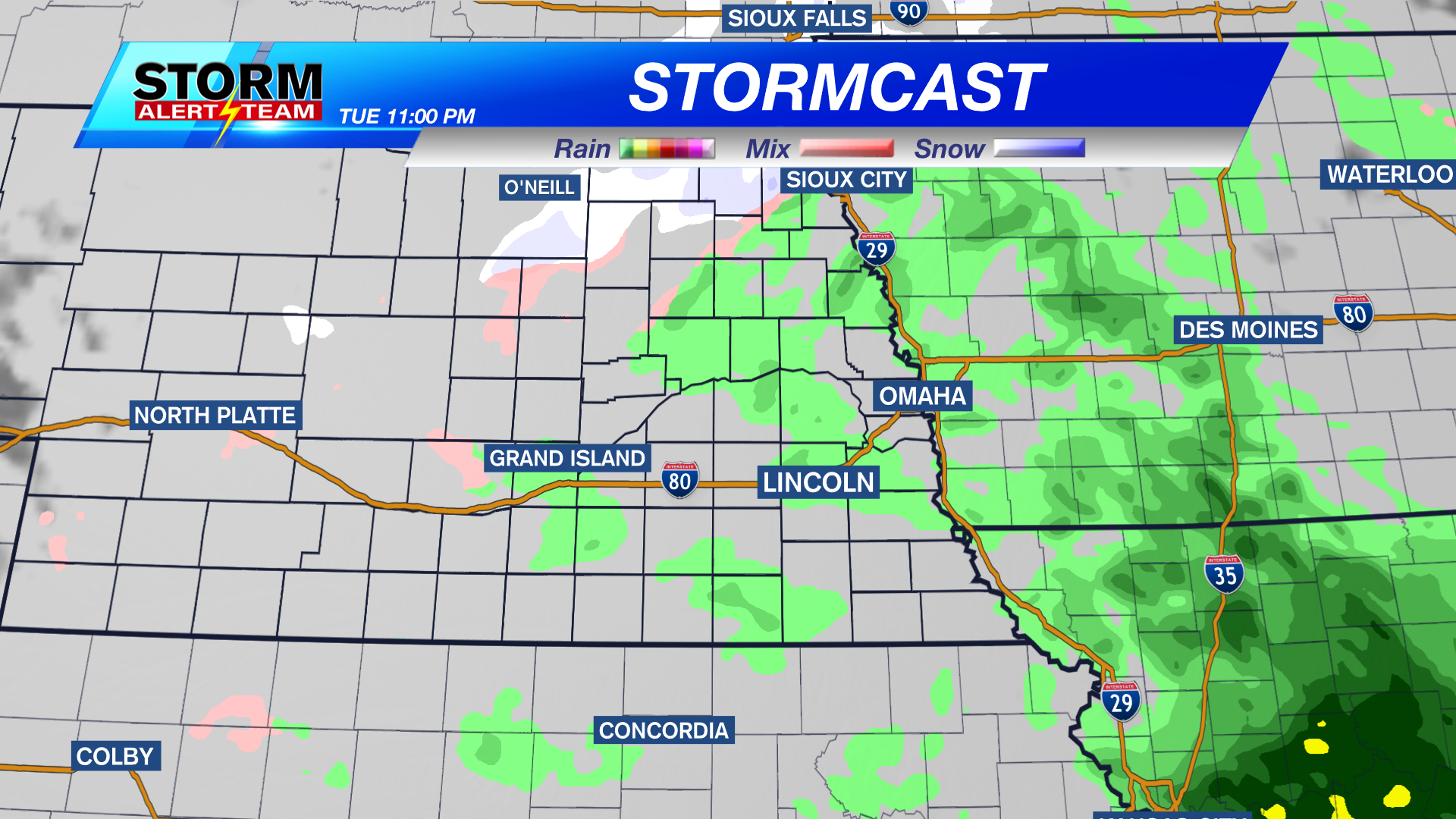Light precipitation chance starting Tuesday evening