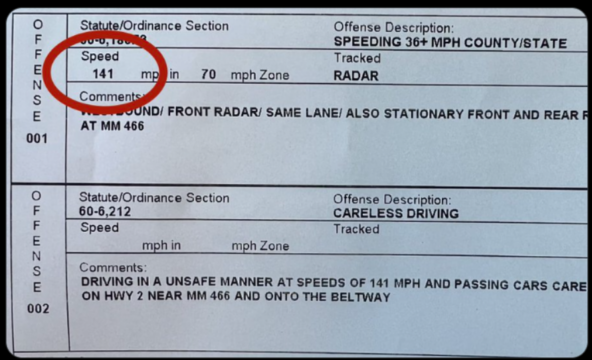 Two drivers caught going double the speed limit on Nebraska highways