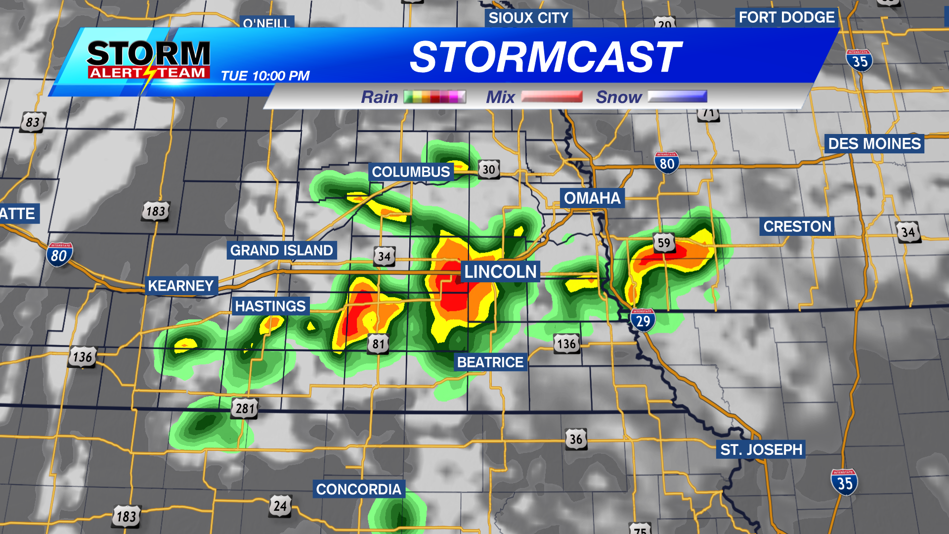 A warm and breezy day followed by storms