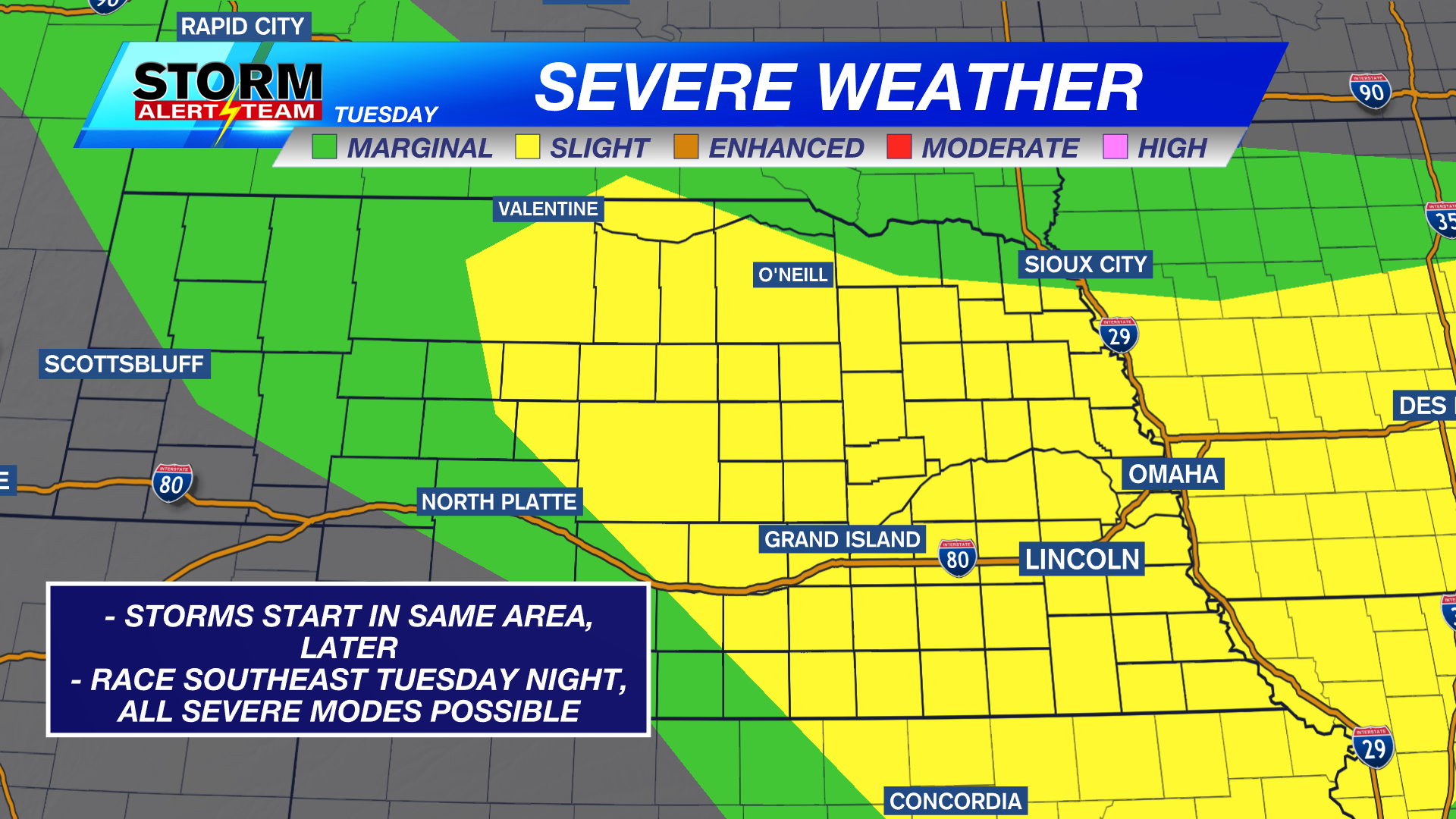 Storms pose severe risk across Nebraska Monday and Tuesday