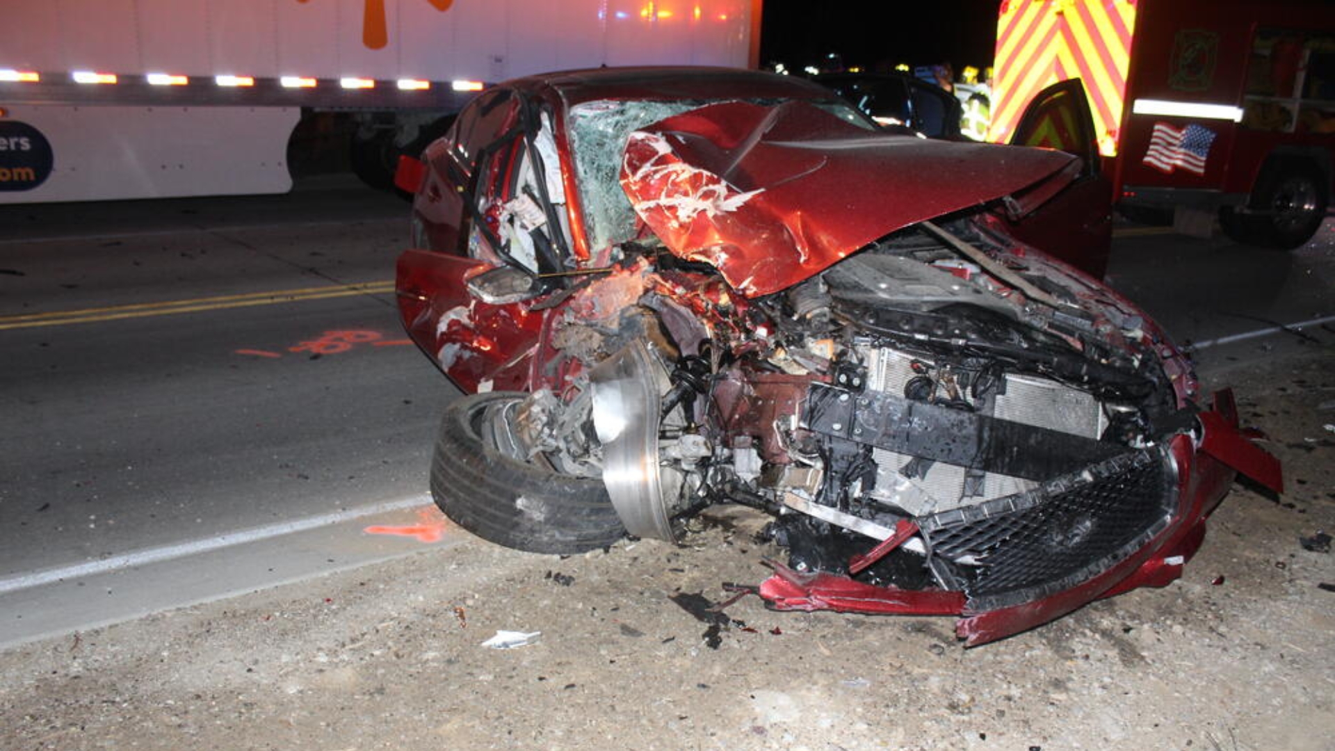 Vehicle wedged against semi in crash on southeast Nebraska highway