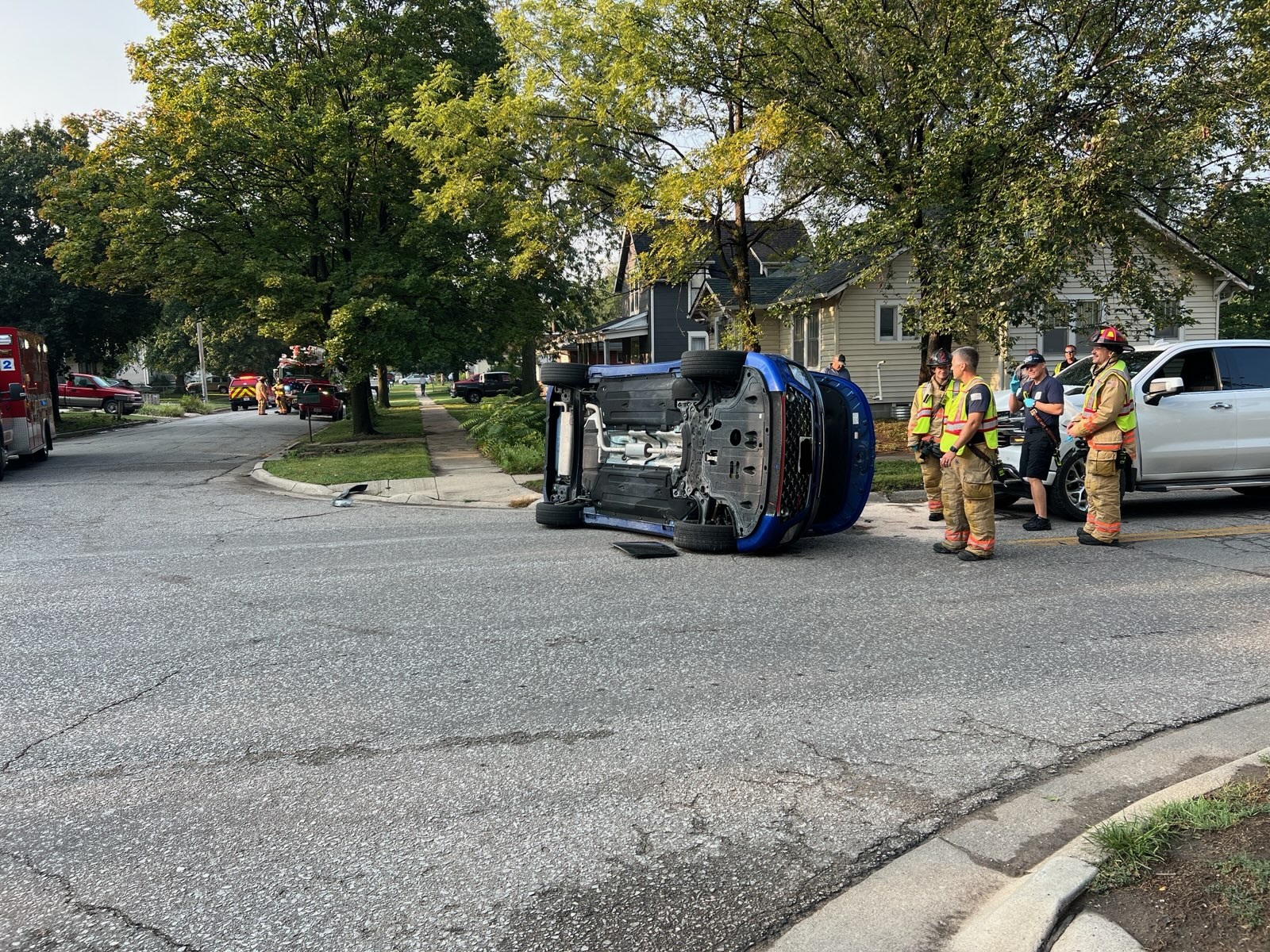 SUV rolls onto its side after three vehicles collide in Lincoln