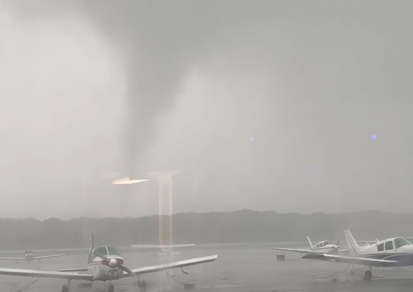 Video Shows Apparent Funnel Cloud Over Airport In Smithfield