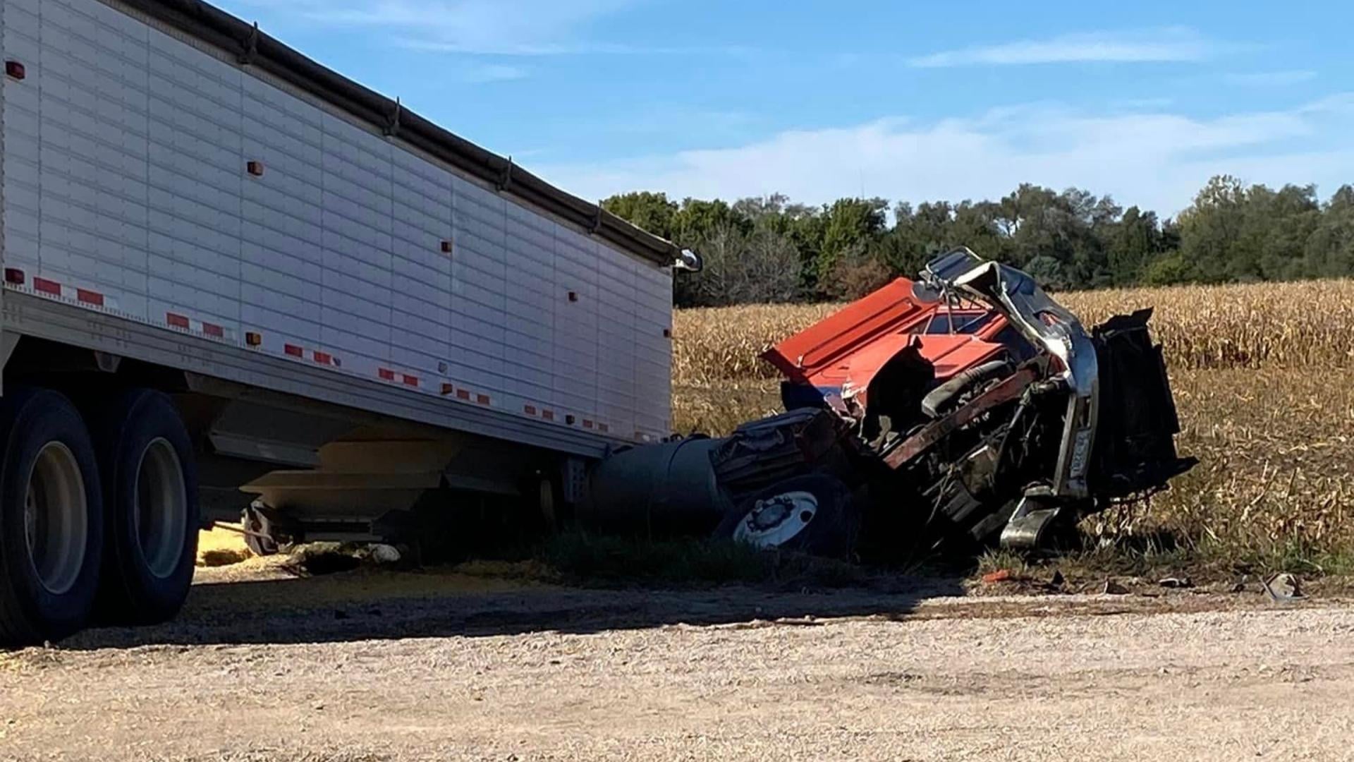 No one seriously injured after two semis crash on rural Nebraska road