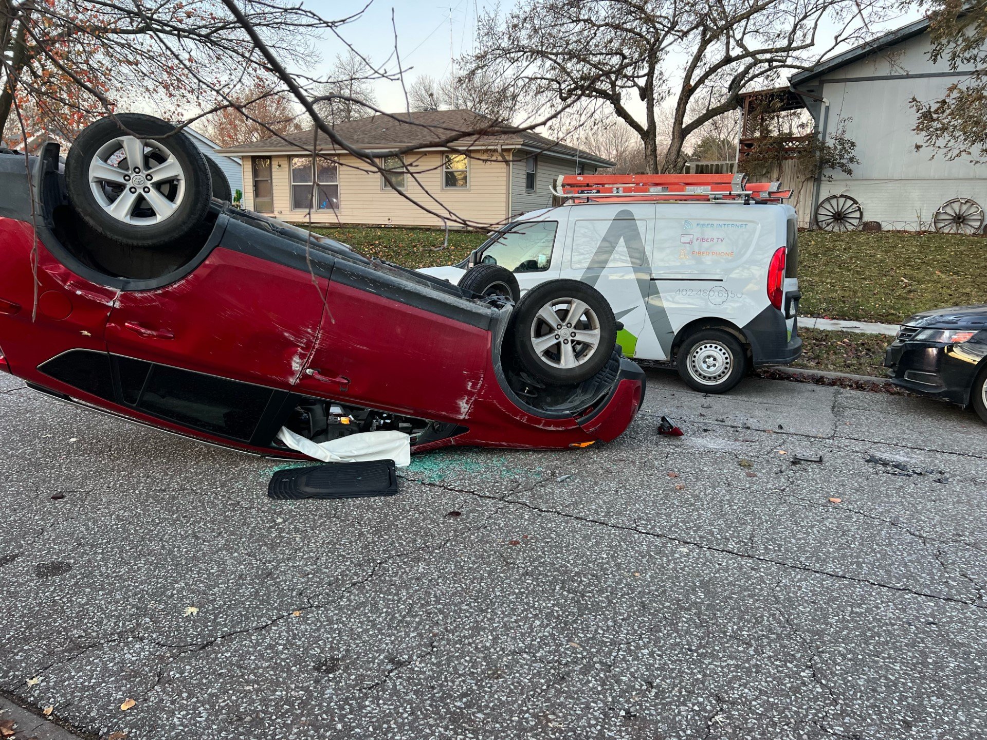 Car flips onto roof in north Lincoln during morning commute