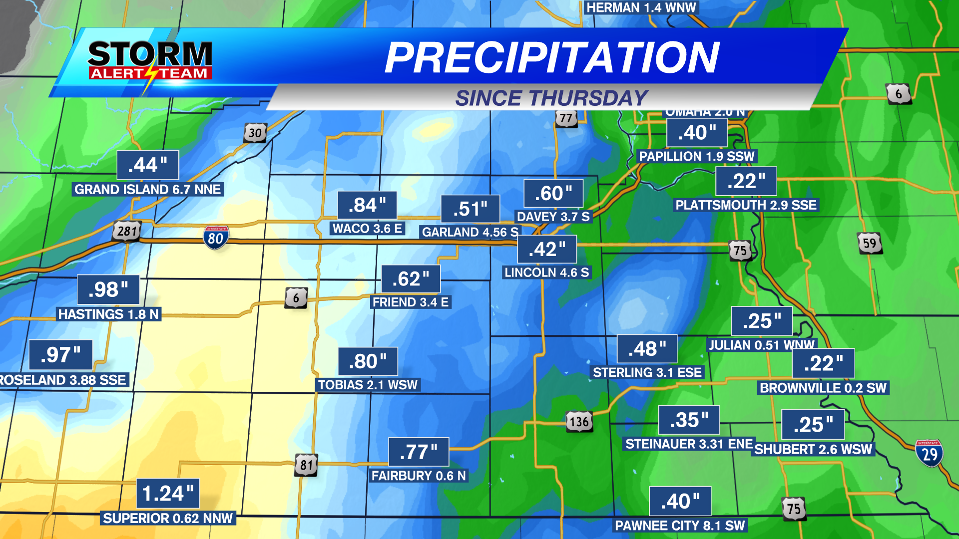 Slow warm up with precipitation by end of the week