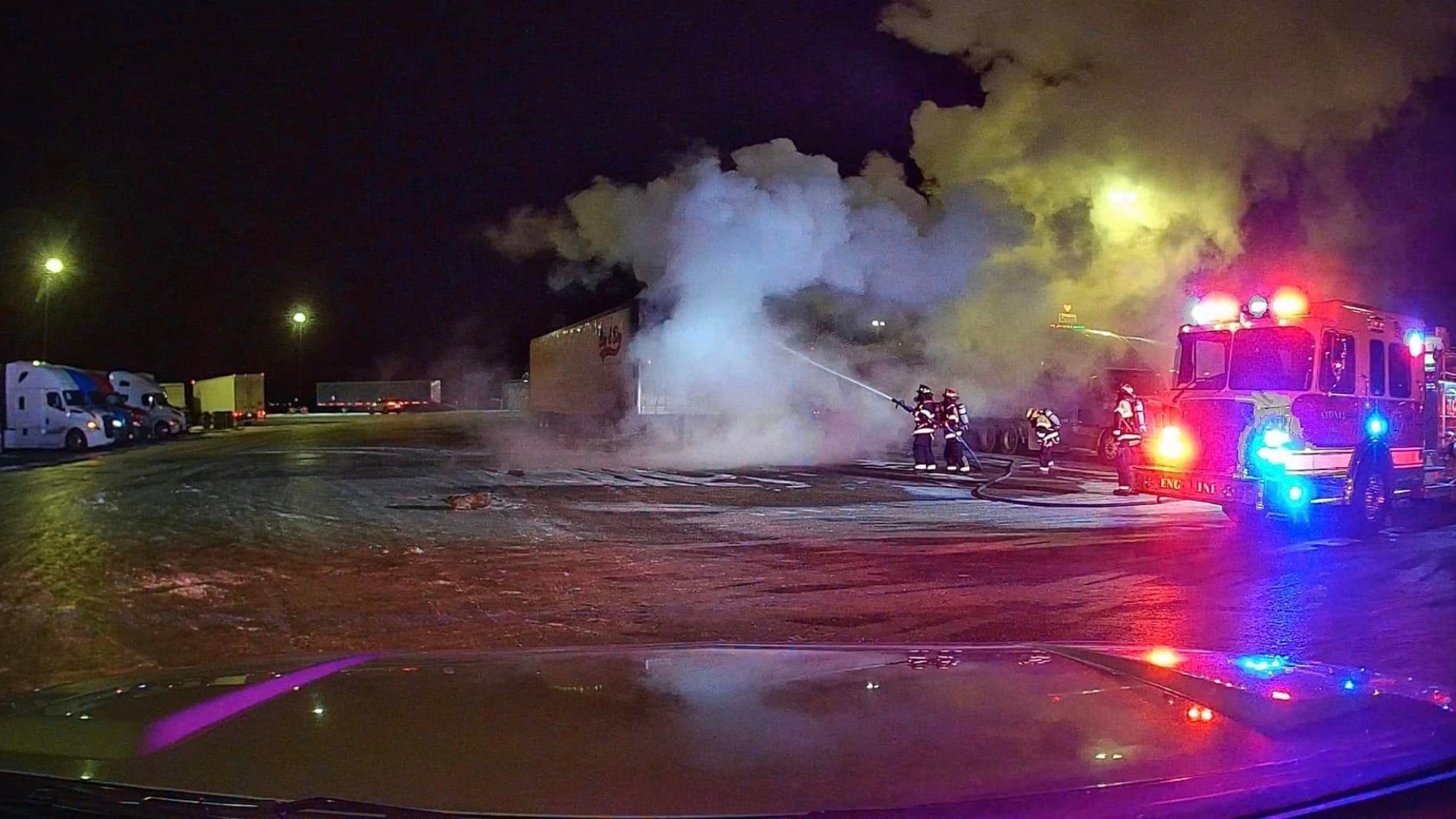 Volunteer firefighters in western Nebraska battle semitrailer blaze in