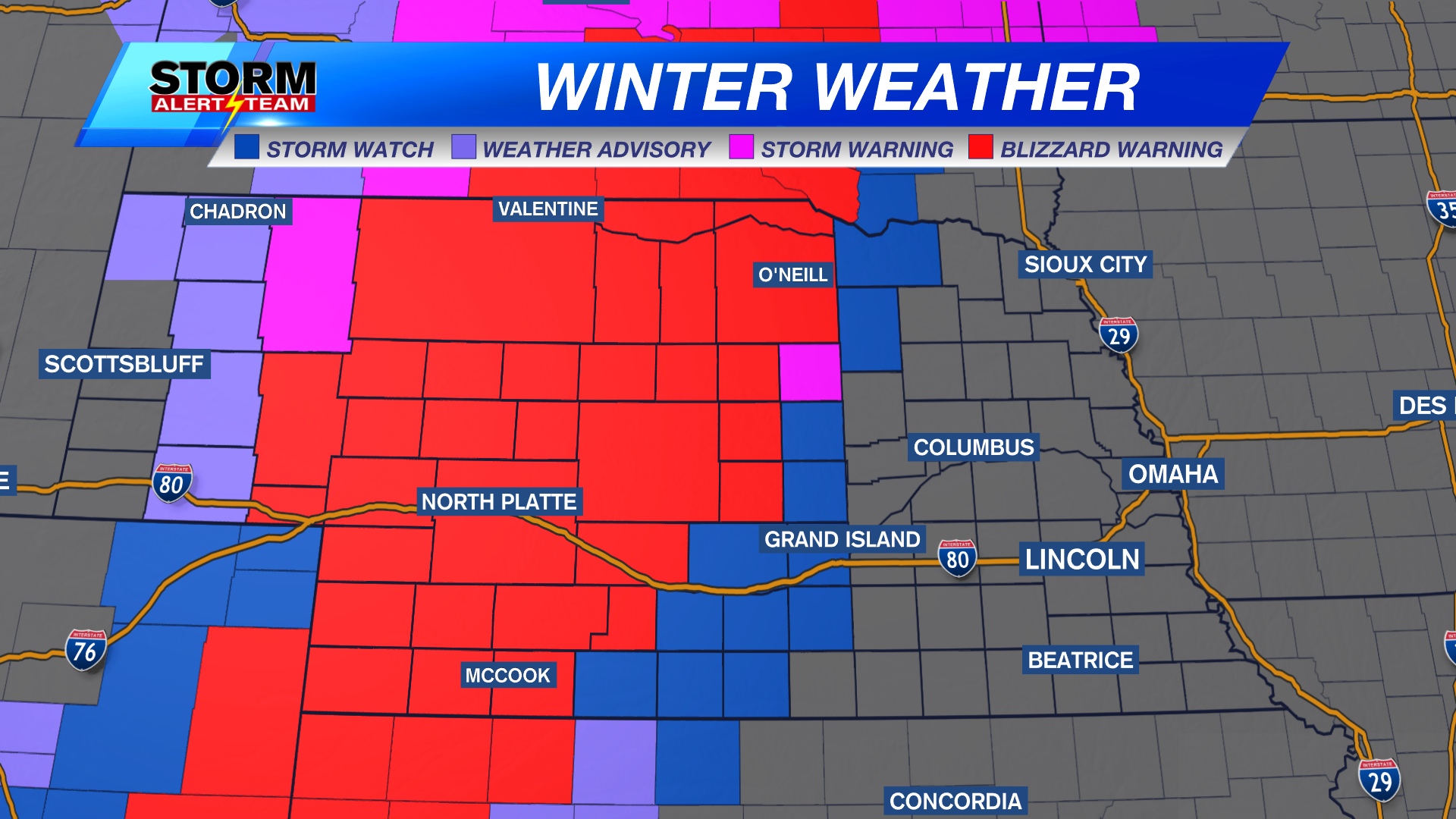 Sunday evening storms; then winter returns in Nebraska with blizzard ...