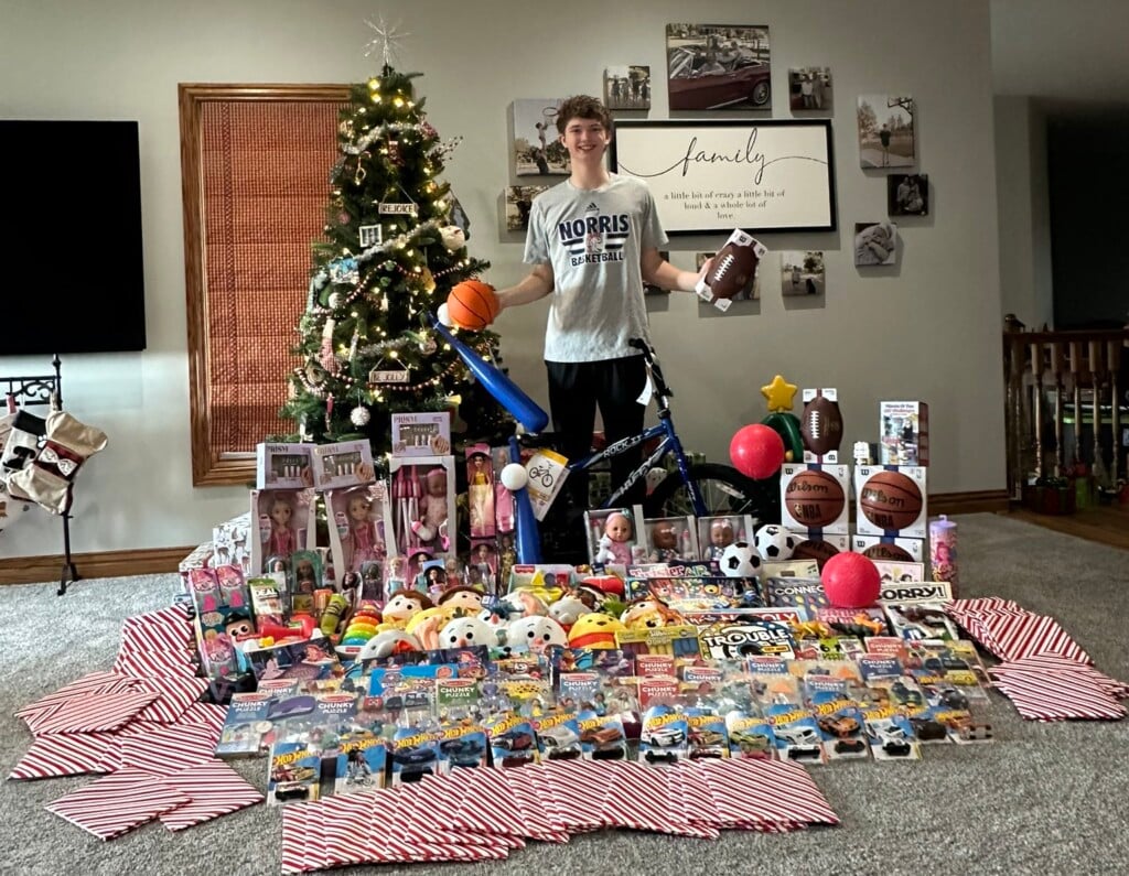 Jaxsen Urbanovsky with his donations