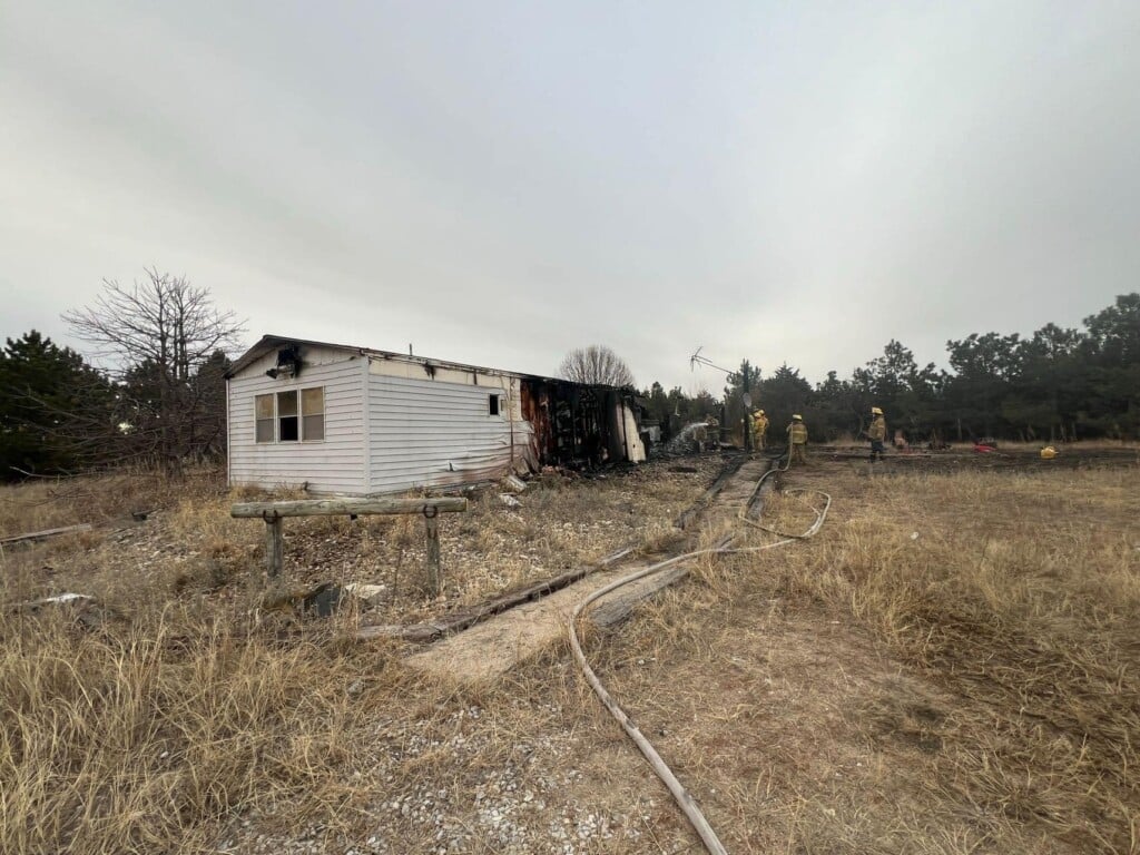 Mobile home fire south of St. Paul, Nebraska.