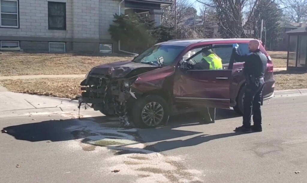 An SUV that hit a power pole on A Street.