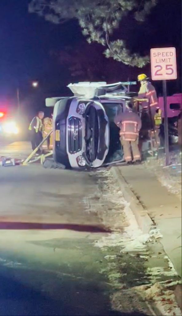 Van Ends Up On Its Side After Crash In South Lincoln