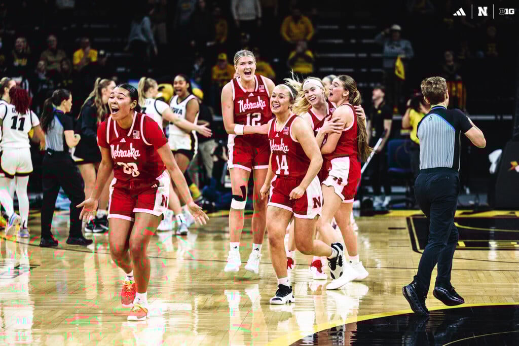 Nebraska Team Celebration At Iowa