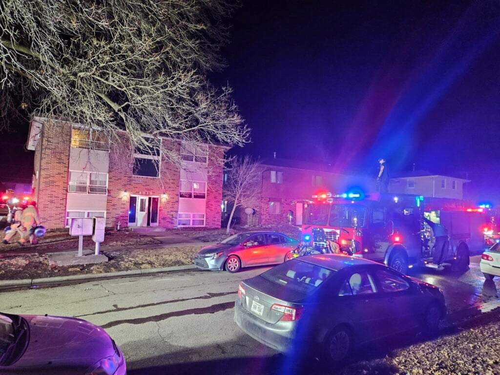 Lincoln Fire & Rescue respond to a fire in an apartment building near Nebraska Wesleyan University.