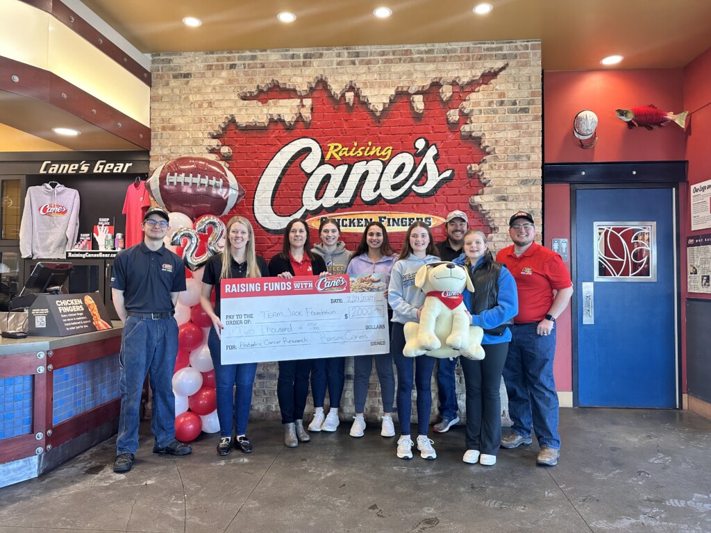Raising Canes awarded The Team Jack Foundations a $2000 check