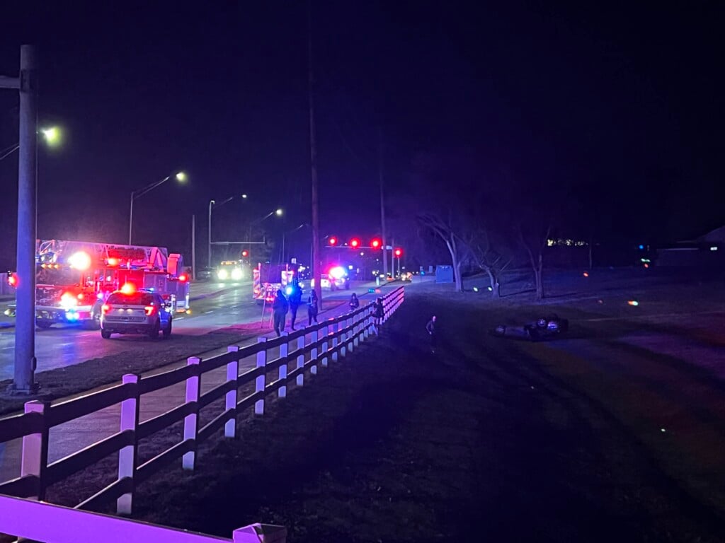 Two-vehicle crash causes vehicle to end up on its top in ravine