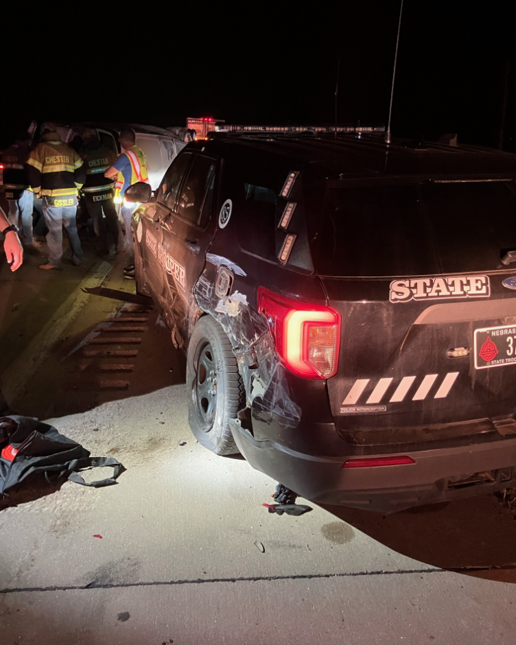 Patrol Cruiser, Semitruck Hit By Passing Van In Southeast Nebraska