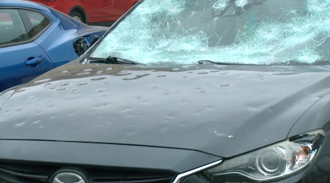 Car damaged by hail in Fremont
