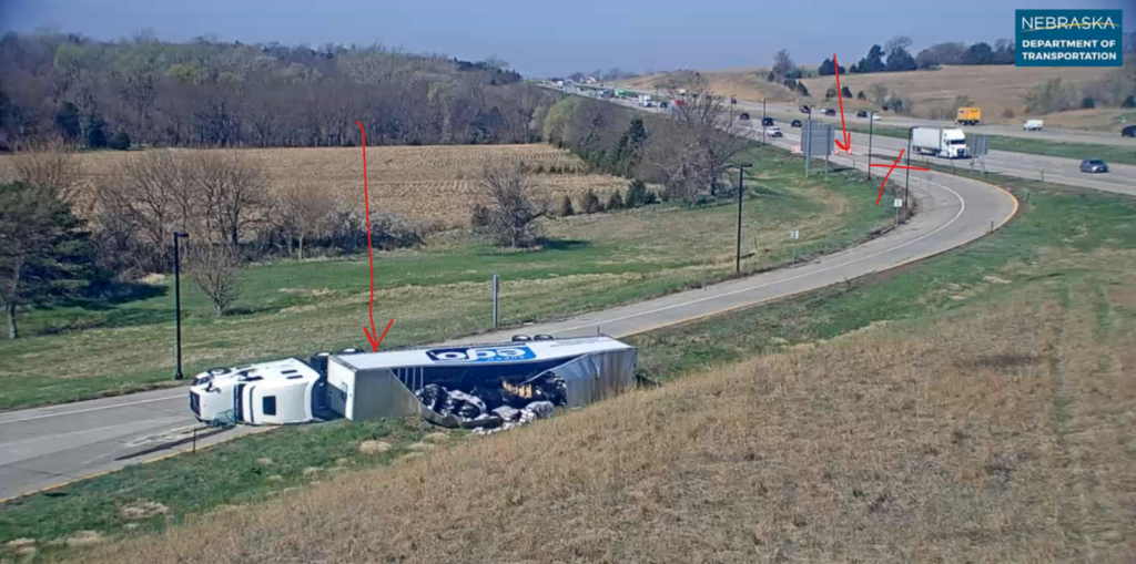 Cass County rest area closes after semitrailer spills onto exit ramp