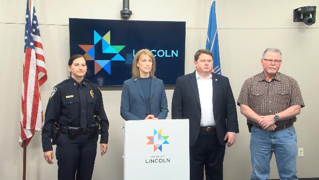 From left, Police Chief Michon Morrow, Mayor Leirion Gaylor Baird, Councilman Tom Beckius and Councilman Tom Duden.