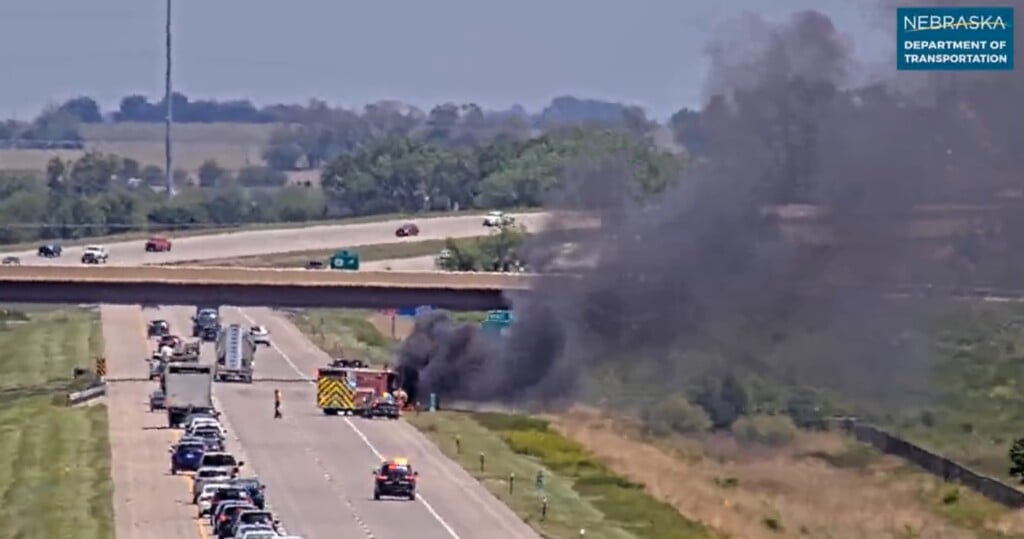 Vehicle fire partially closes Interstate 80 near Lincoln