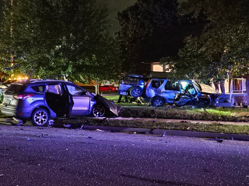 The aftermath of a crash at 11th and Manatt streets.