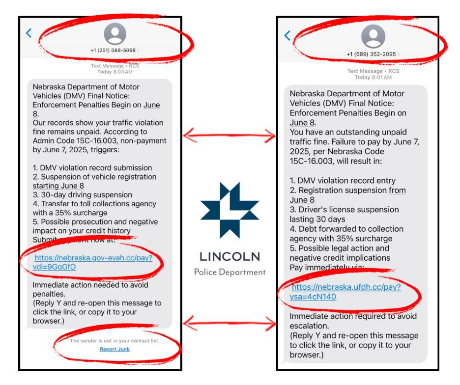 Lincoln Police warns of scam involving fake text message from Nebraska DMV
