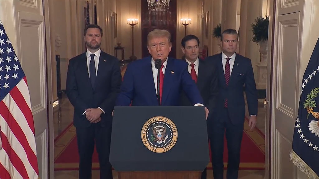 President Trump addresses nation following U.S. strikes in Iran