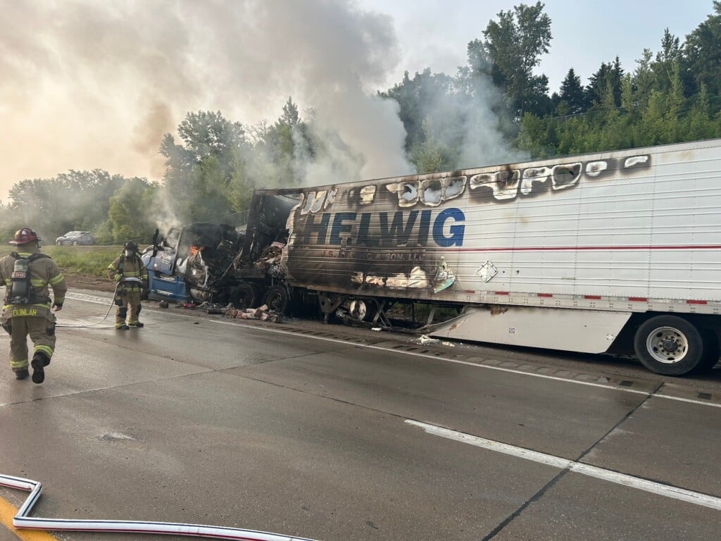 Semitrailer ignites "multiple times" on busy Omaha road
